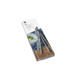 WMF Baric Trinkhalm-Set Cromargan®, 18 cm, 6-teilig plus mit Reinigungsbürste| Barzubehör