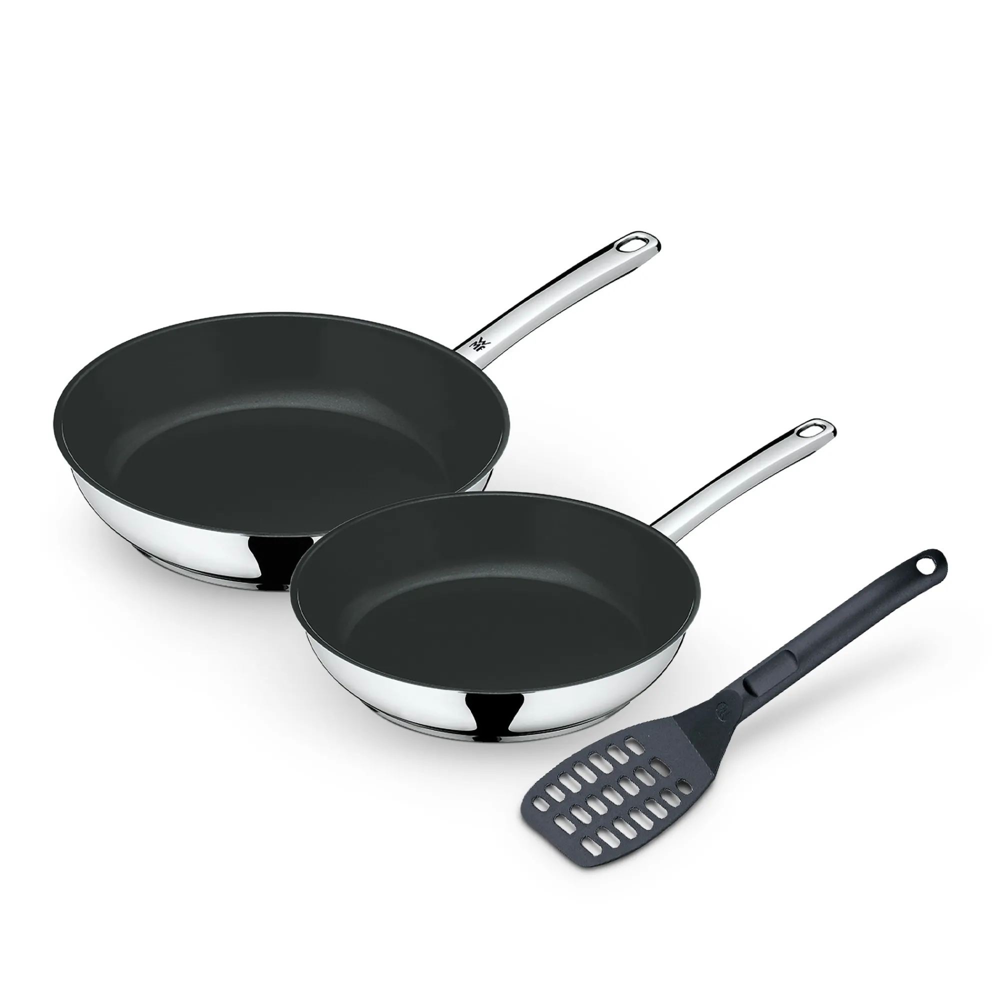 WMF Devil Bratpfannen-Set, 3-teilig, 24 cm + 28 cm + Pfannenwender| Küchenutensilien|Induktionspfannen