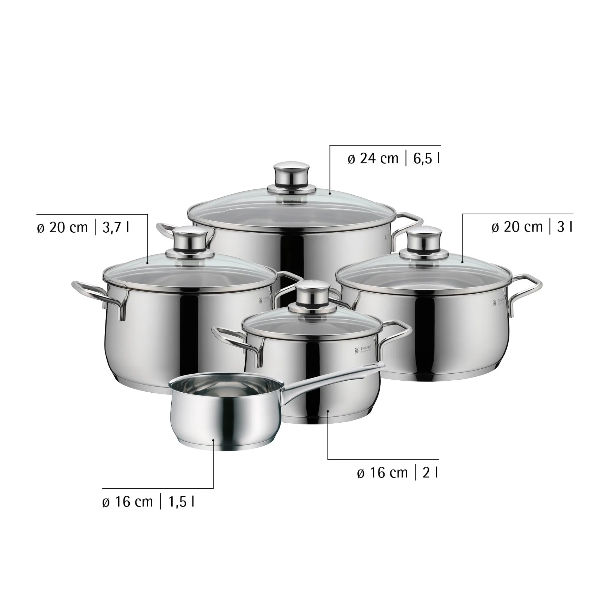 WMF Diadem Plus Topf-Set, 5-teilig| Induktionstöpfe|Topfsets