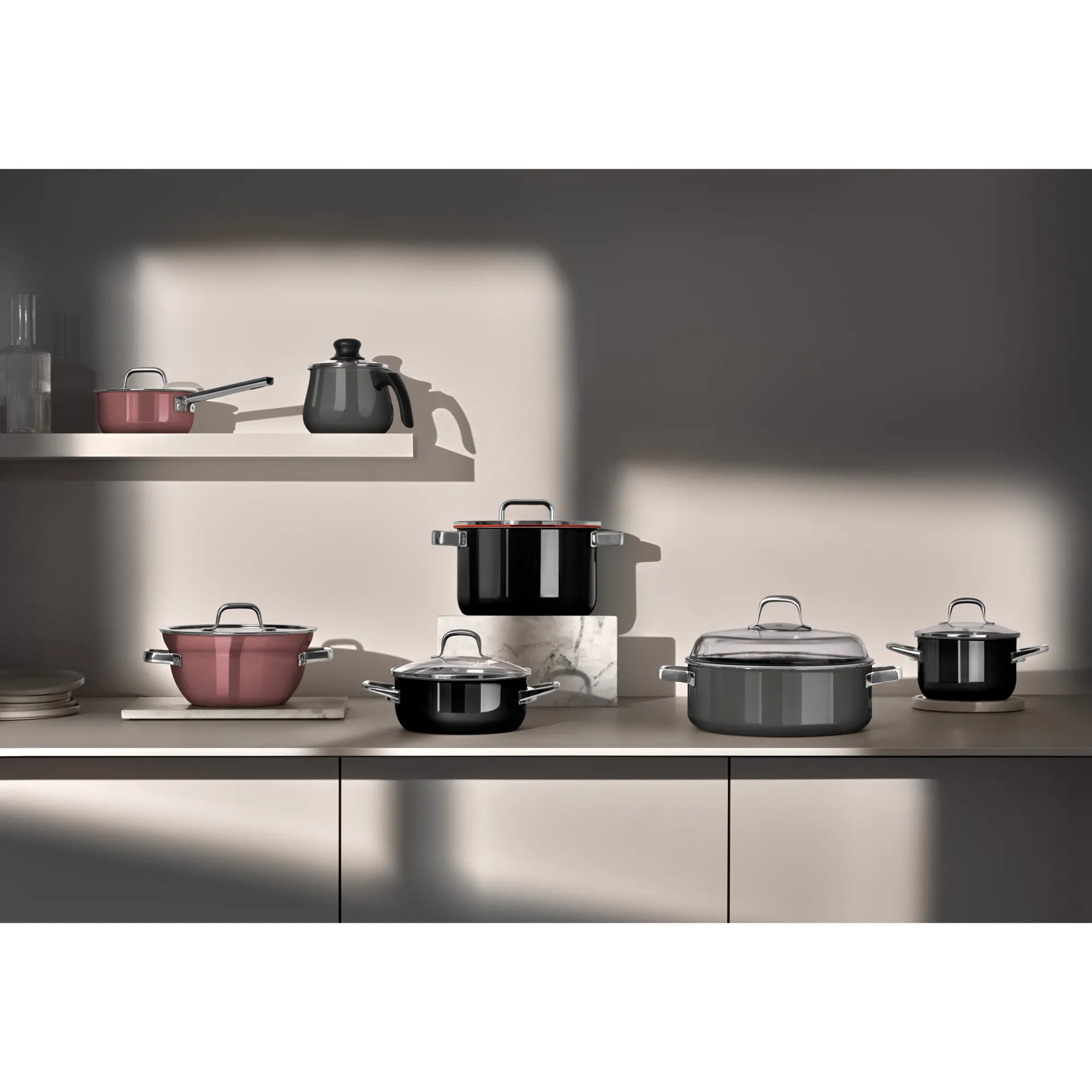 WMF Fusiontec Mineral Pro, Bratentopf mit Decke, 24 cm, Platinum| Induktionstöpfe