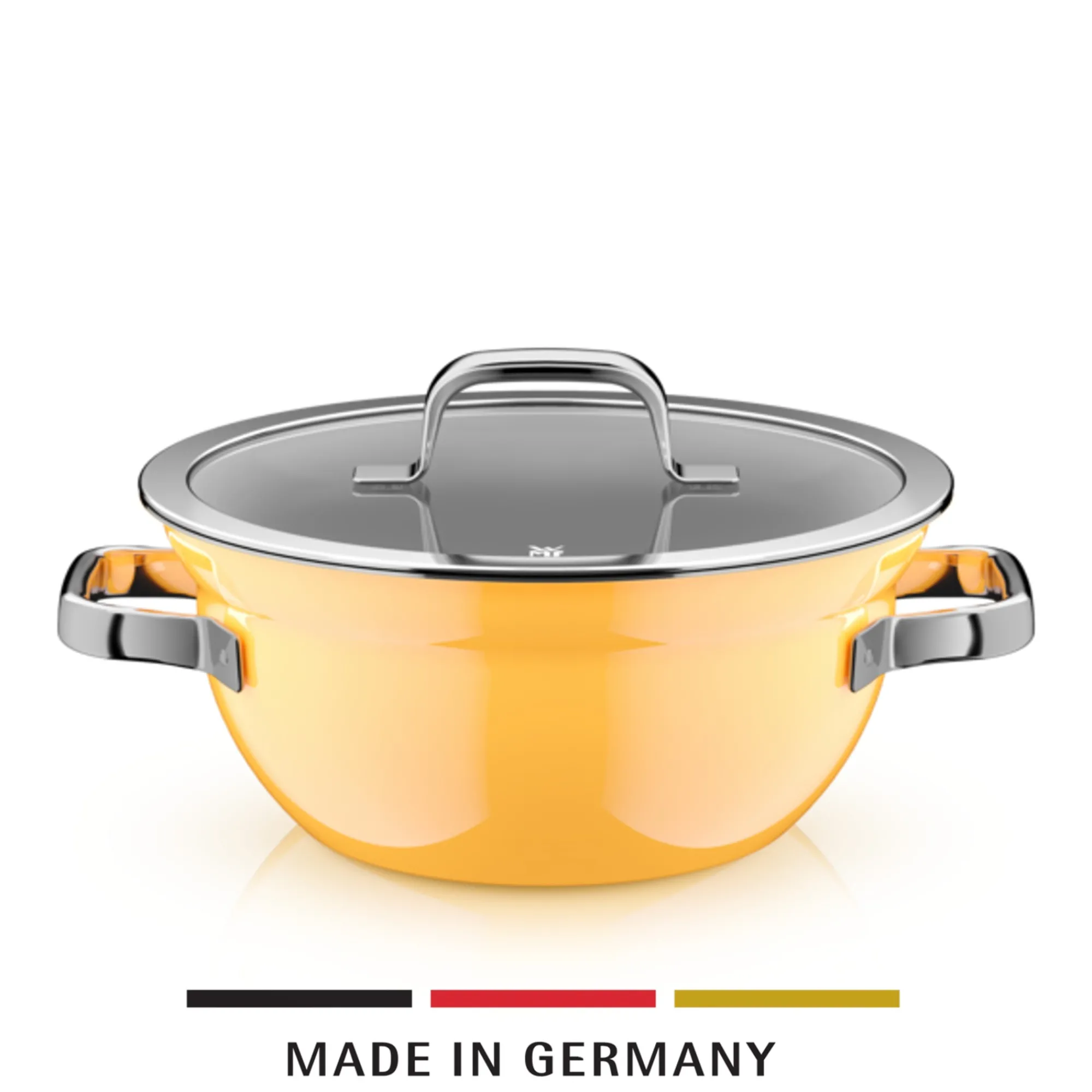 WMF Fusiontec Mineral Pro, Kochschüssel mit Deckel, 24 cm, Mango Yellow| Kochtöpfe