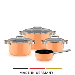 WMF Fusiontec Mineral Pro, Topf-Set, 4-teilig, Papaya Orange| Topfsets
