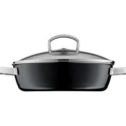 WMF Fusiontec Mineral Schmorpfanne mit Glasdeckel, 24 cm, Black| Schmorpfannen|Pfannen Mit Deckel