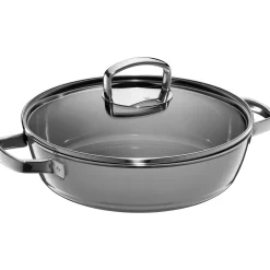 WMF Fusiontec Mineral Schmorpfanne mit Glasdeckel, 24 cm, Platinum| Schmorpfannen|Pfannen Mit Deckel