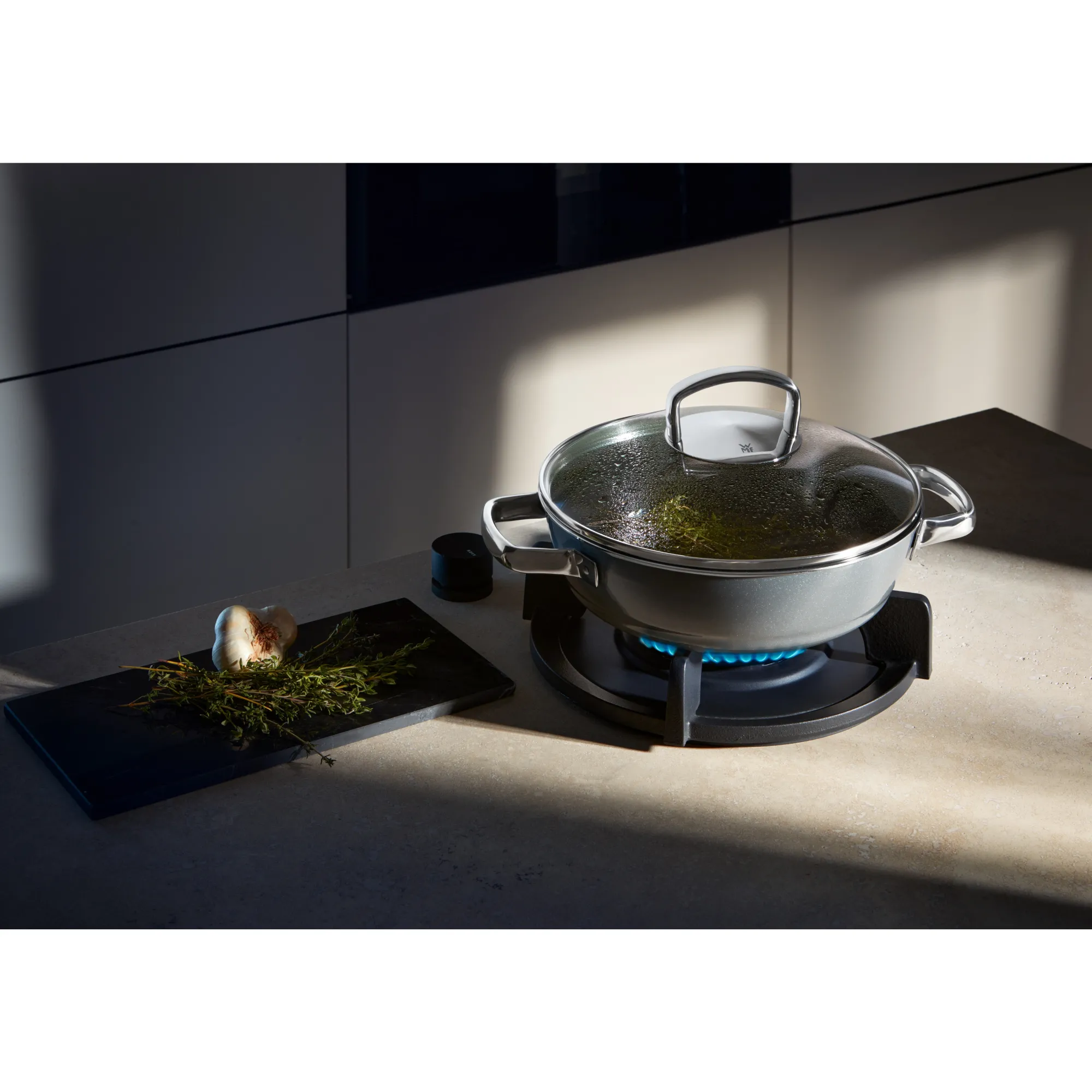 WMF Fusiontec Mineral Schmorpfanne mit Glasdeckel, 24 cm, Platinum| Schmorpfannen|Pfannen Mit Deckel