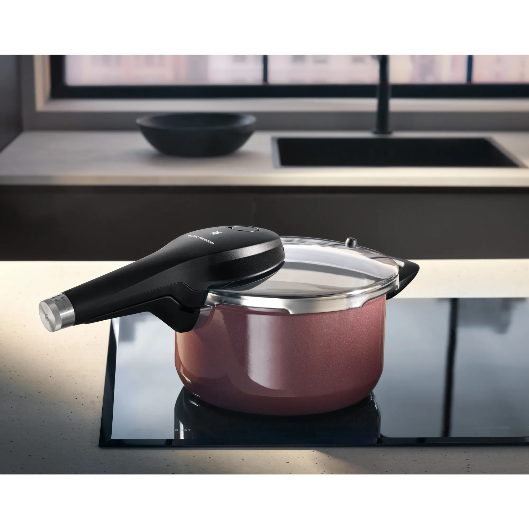 WMF Fusiontec Perfect Premium Schnellkochtopf, 22 cm, 3,0 Liter, Rose Quartz| Schnellkochtöpfe|Induktionstöpfe