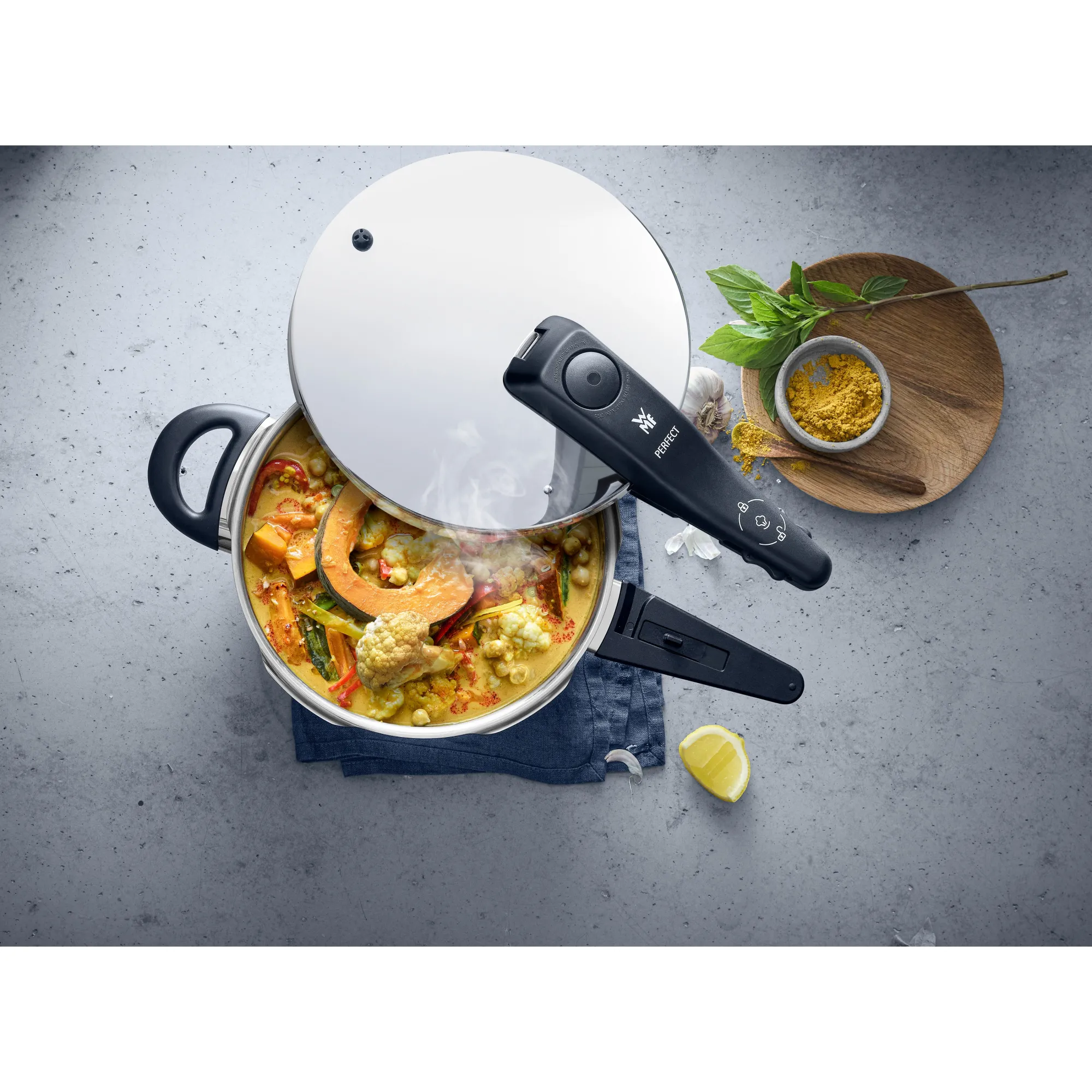 WMF Fusiontec Perfect Schnellkochtopf, 22 cm, 4,5 l Platinum| Schnellkochtöpfe|Induktionstöpfe