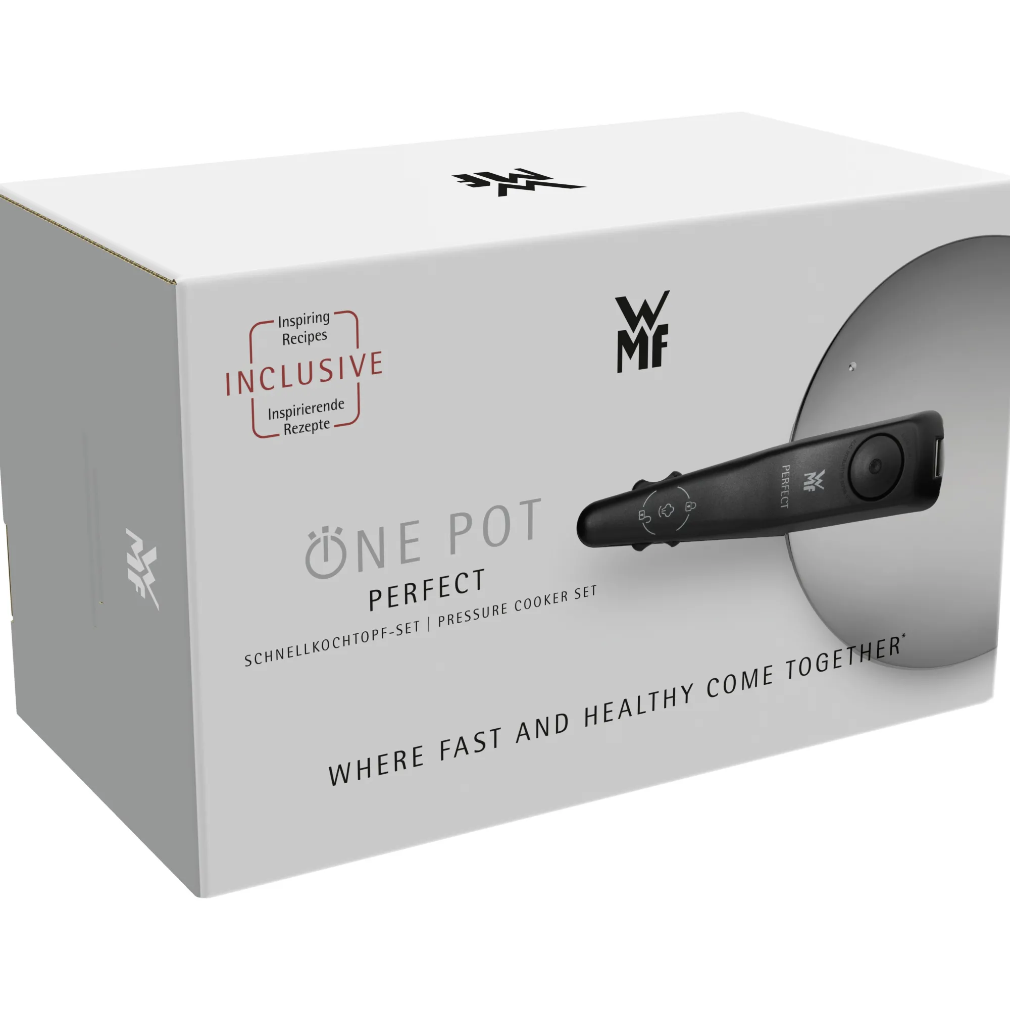 WMF Perfect One Pot Schnellkochtopf-Set, 22 cm, 3 & 4,5 L, stapelbar, mit Dämpfeinsatz| Schnellkochtöpfe|Induktionstöpfe