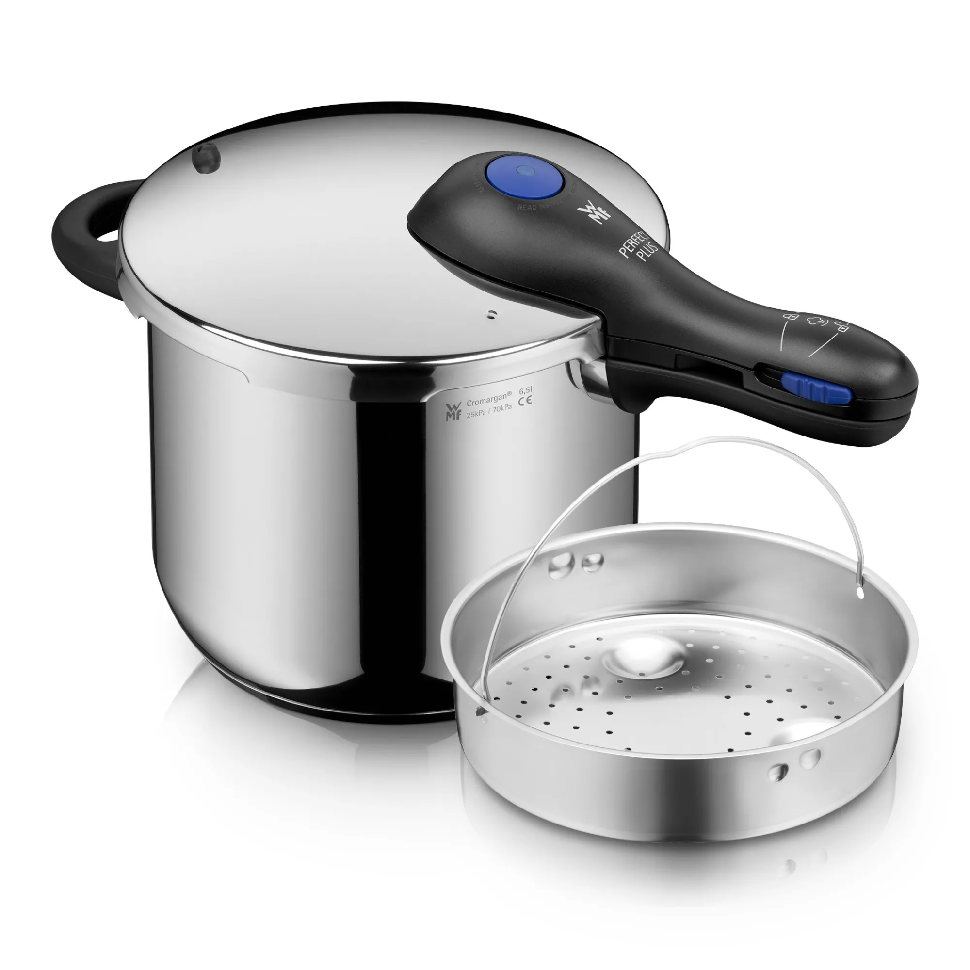 WMF Perfect Plus One Pot Schnellkochtopf mit Dampfgareinsatz, 22 cm, 6,5 Liter| Schnellkochtöpfe|Induktionstöpfe