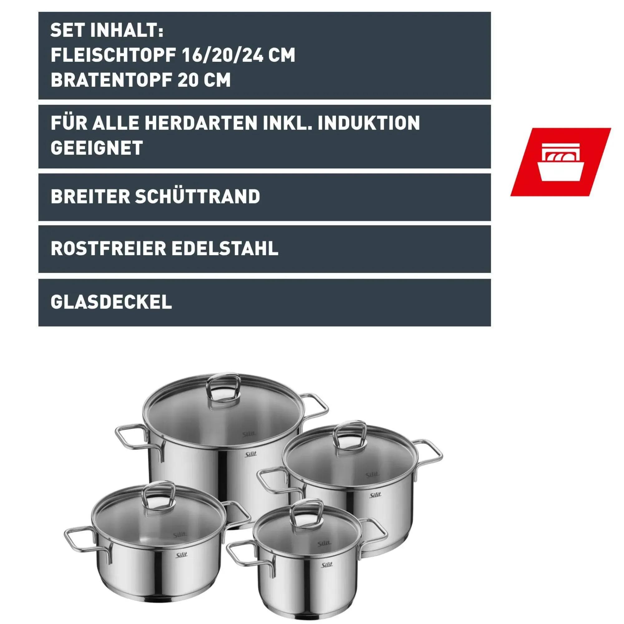 WMF Silit Alicante Topf-Set, 4-teilig| Topfsets