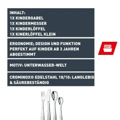 WMF Silit Aquarama Kinderbesteck-Set, 4-teilig|Kinder Kinderbestecke|Besteck-Sets