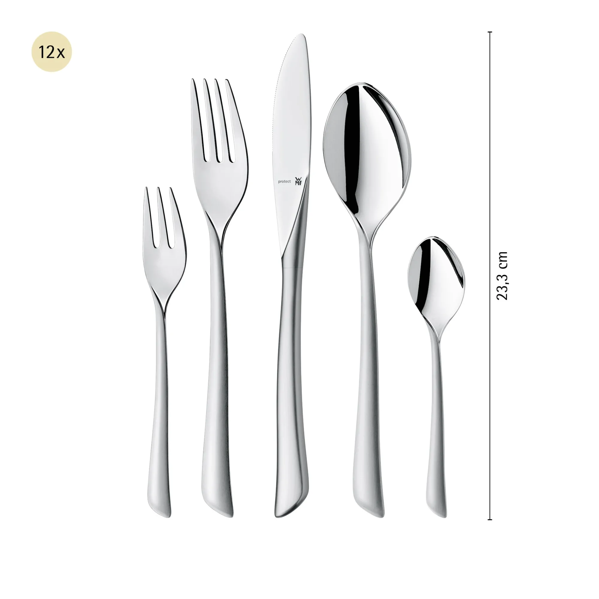 WMF Virginia Besteck-Set, 66-teilig, Cromargan protect®| Besteck-Sets